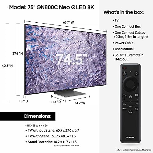 סמסונג בגודל 85 אינץ 'ניאו QLED 8K מיני LED QUANTUM HDR טלוויזיה חכמה עם עיצוב אולטרה דק, דולבי אטמוס, צליל