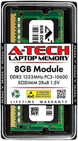 זיכרון זיכרון A-Tech 8GB עבור Toshiba Satellite C855D-S5109-DDR3 1333MHz PC3-10600 Non ECC SO-DIMM 2RX8 1.5V-מחשב נייד יחיד