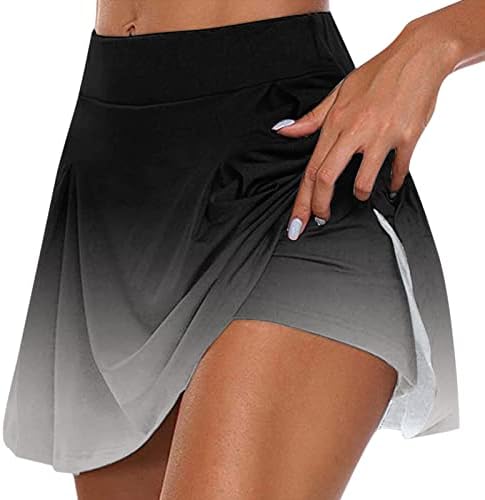 חצאיות טניס זורמות קפלים עם מכנסיים קצרים לנשים גולף סקורטס 2 במותניים 2 ב 1 הדפס נמר ריצה מכנסיים קצרים יוגה סורטס