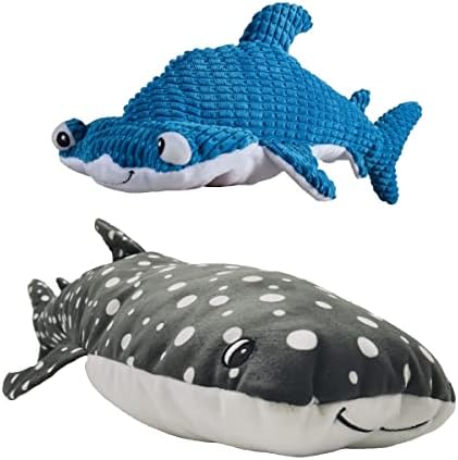 גור גור גדול במיוחד מכרזים מכרזים מכרישים קטיפה כלב חבילה - כריש פטיש גדול וכריש לוויתן XL - צעצועים חורקים של בעלי חיים