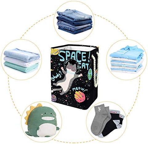 חמוד חלל חתול גרפי 300 ד אוקספורד עמיד למים בגדי סל גדול כביסה סל עבור שמיכות בגדי צעצועים בחדר שינה