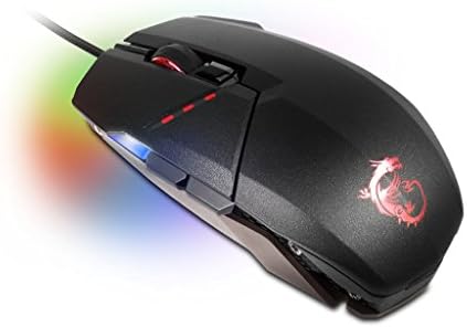 MSI Gaming Wired/Wireless USB RGB מתכוונן DPI DPI הניתן לתכנות כיתה אופטית, שחור עם תאורה אחורית של RGB