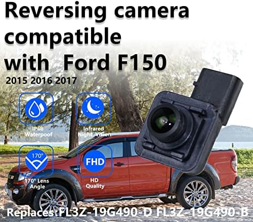 תצוגה אחורית של Levanlight מצלמת גיבוי תואמת לפורד F150 2015 2017 מחליפה FL3Z-19G490-D FL3Z-19G490-B