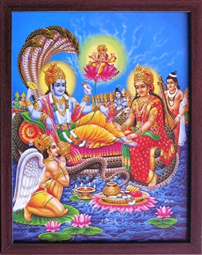 חנות מלאכת יד אננטה סיאנם וישנו עם ברהמה, כרזה דתית קדושה מסבירה היבטים שונים של אלוהים דתי הודי חובה לבית ולפולחן