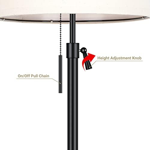 שחור המיטה שולחן מנורות סט של 2-22 כדי 30 גובה מתכוונן / 3-דרך ניתן לעמעום שידה מנורת עם למשוך שרשרת מתג & מגבר; שיבולת שועל