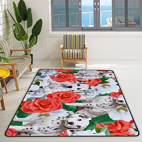 זוחל שטיח מקורה משחק מחצלת דלמטינים ופרחים כלב לסלון חדר שינה חינוכי חינוך חינוכי שטיחים שטיחים 80x58in