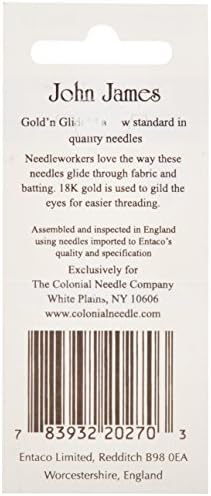 מחט קולוניאלית jjeg100-11 Gold'n Glide Applique מחטי יד, גודל 11, 10 חבילה