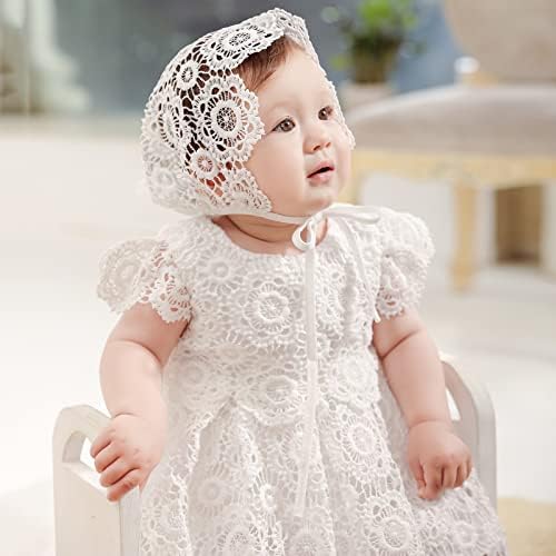 שמלת טבילת תחרה לתינוקות של קסנגירל עם שמלת מכונסת רקומה לבנות טבילה במסיבת יום הולדת