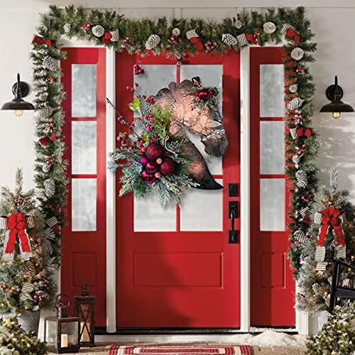דלת Ihtha עץ חג ההודיה כניסה לסוס ראש קולבכריסטס לחג המולד תחבושות סוס עץ קולב דרך תחבושות קיר דלת ראש קולב קישוט