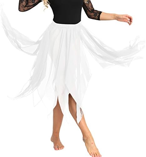 Alvivi 13 פאנל שיפון פיות ריקוד בטן חצאית מפוצלת צד אסימטרית לנשים לתלבושת ליל כל הקדושים