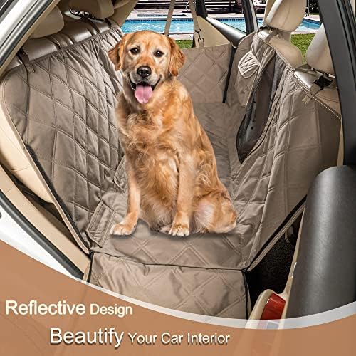 כיסוי מושב מכונית של Yesyees לכלבים עם ערסל, כיסוי מושב חיית מחמד אטום למים למושב אחורי עם חלון רשת מגן מפני