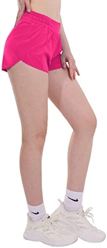 מכנסיים קצרים של Aurefin לנשים ， מכנסיים קצרים אתלטים קלים עם אניה רשת וכיס רוכסן מכנסי ספורט יבש מהיר