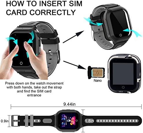 GetFitsoo Wonlex 4G Kids Smartwatch עם כרטיס SIM, GPS Smart Watch לילדים, 1.4 שעון טלפון מסך מגע עם שיחות וידאו,