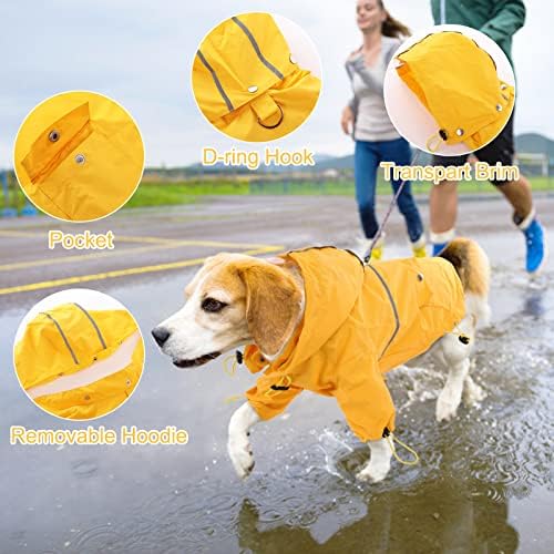 מעיל גשם של כלב פאמי, ז'קט גשם אטום למים קל משקל עם גשם שקוף, פונצ'ו גשם של כלב רפלקטיבי, מעיל גשם של גור חיות מחמד עם חור