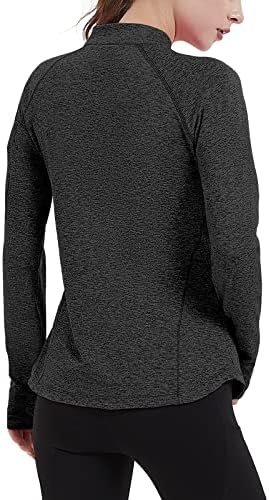 1/4 נשים רוכסן שרוול ארוך ריצה חולצות אגודל חורי אגודל מהירות אימון יבש סוודר סוודרים עם כיסי רוכסן
