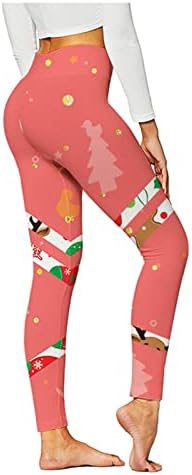 Swroweresi לחג המולד להדפסת חג המולד של מותניים גבוהות מכנסי יוגה מותניים גבוהים בקרת בטן נמתחת חותלות פעילות מכנסי