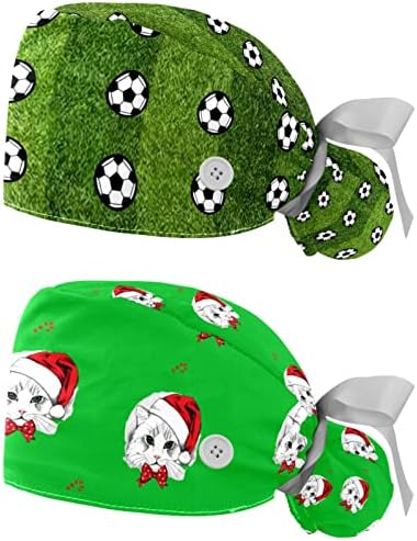 Rodailycay 2 חתיכות כובע בופנט עם כיס קוקו כפתור, כובע כותנה כותנה רצועת זיעה, כדורגל כירורגי מתכוונן כדורגל