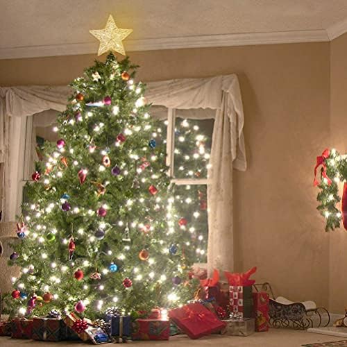 כוכב זהב אנגלי עץ חג המולד טופר טופר כוכב מואר סוללה מופעל על סוללה דקורטיבית עץ עץ עץ טופר כוכב לקישוטים לחג חג
