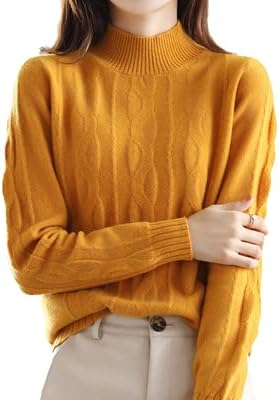 צבע Angxiong חצי צוואר גבוה נשים חורף חורף חם עם שרוולים ארוכים סוודר סוודר צמר סרוג