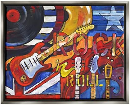 סטופל תעשיות רוקנרול מוסיקה מחווה צף ממוסגר קיר אמנות, עיצוב על ידי פול ברנט