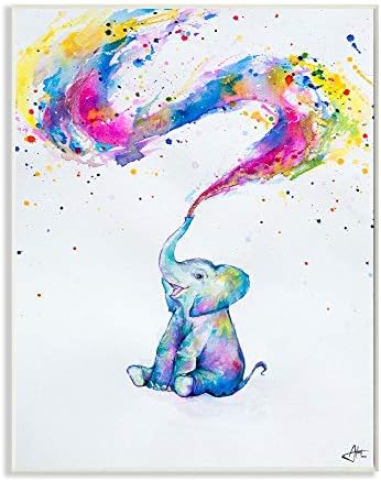 תעשיות סטופל צבעוניות מופשטות צבעוניות ציור בצבעי מים בעלי חיים, עיצוב מאת האמן מארק אלנטה אמנות, 13 x 0.5 x 19, לוח קיר