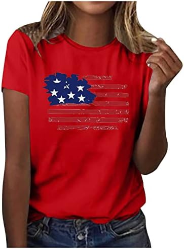 אמריקאי דגל פטריוטי חולצות נשים של 4 יולי טי חולצות ארהב דגלי כוכבים פסים הדפסת חולצה 2023 קיץ טיז