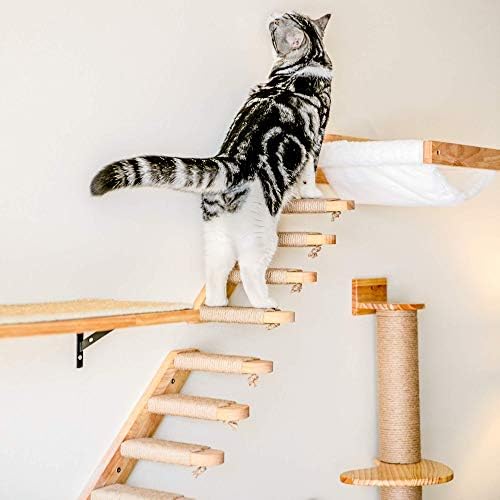 פוקומארו חתול קיר ריהוט, כולל חתול טיפוס מדף, צף קיר מדף עם חתול מגרד מחצלת, חתול ערסל, חתול קיר צעדים, לשינה, משחק, טיפוס