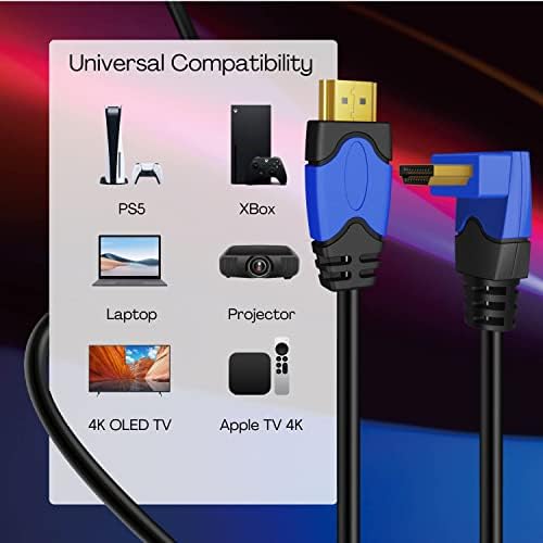 TNP 4K כבל HDMI זווית ימנית זווית ימנית 90 מעלות - מהירות גבוהה 18 ג'יגה -ביט לשנייה HDMI תמיכה חוט תיל 4K 60Hz