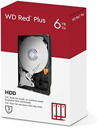 WD Red Plus 6TB NAS 3.5 כונן קשיח פנימי - 5400 סלד, SATA 6 GB/S, CMR, 256MB מטמון