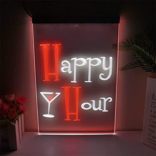 Dvtel שעות שמח שלט ניאון לדוגמנות LED אור אותיות זוהרות שלט לוח אקרילי ניאון אור דקורטיבי, 30x40 סמ מסעדה מסעדה