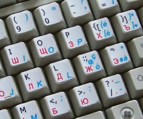 4Keyboard אנגלית-איטלית-איטלית-רוסית-קיריאלית לא שקופה מדבקות מקלדת רקע לבן מט לשולחן עבודה, מחשב נייד ומחברת