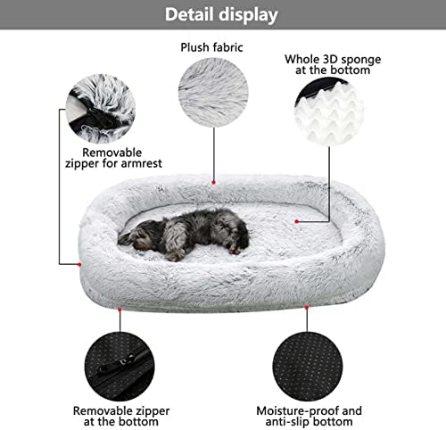 מיטת כלבים אנושית של Lcyz, מיטות כלבים אנושיים למבוגרים, מיטת כלבים אורטופדית מנופפת, מיטת שקית שעועית לבני אדם מיטת כלב שעועית