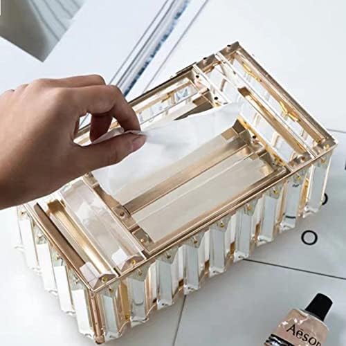KLHHHG רקמות קריסטל מארז מבהיר מכולת נייר זכוכית מכסף זהב לתיקון מלונות ביתי