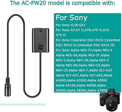 AC-PW20 כבל USB 5V-8.4V + NP-FW50 מצמדים DC VG-C2EM אחיזה עבור SONY NEX3 NEX 5 7 SLT-A33 A55 SLT-A35 A7/7R A7II A6000 A3000