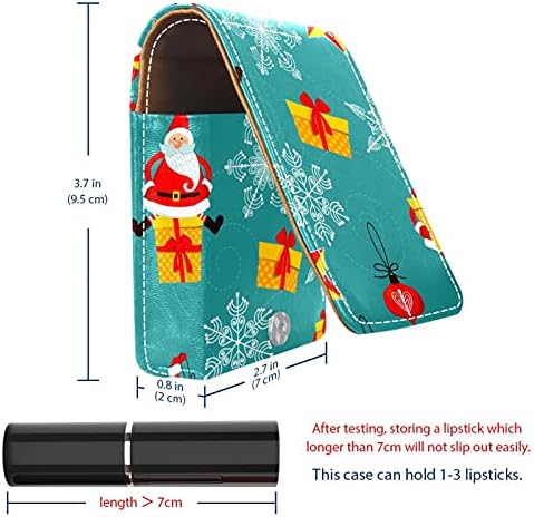 שפתון מקרה עם מראה חמוד חג המולד סנטה קלאוס דפוס גלוס מחזיק נייד שפתון אחסון תיבת נסיעות איפור תיק מיני עור קוסמטי