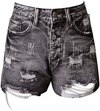 מכנסיים קצרים של ג'ינס לנשים מזדמנים קיץ מותניים גבוהים מכנסיים קצרים במצוקה חופשה במצוקה חוף מכנסיים קצרים
