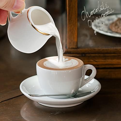 קפה המוטון אספרסו 2 יחידות קרמיקה קרמיקה קרמיקה עם קנקן רוטב לבן לקצץ זהב עם סירופ קפה סירופ שרת טבילה קערת קרמיקה קערת טבילה
