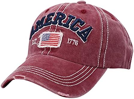 כובע משאיות דגל אמריקאי, ספורט מתכוונן רטרו ארהב כובע בייסבול בייסבול במצוקה כובע שמש שטוף וינטג 'לגברים