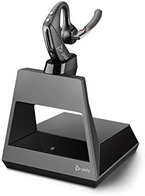 Plantronics - Voyager 5200 Office עם בסיס חד כיווני - אוזניות אוזניים יחיד Bluetooth - ביטול רעש - התחבר לטלפון השולחן שלך