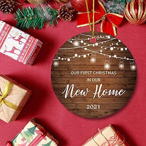 קישוטי חג המולד 2021, חג המולד הראשון שלנו בבית החדש שלנו, מתנה זוגית זוגית זוגית, קישוטי עץ חג המולד מודפסים דו-צדדיים,