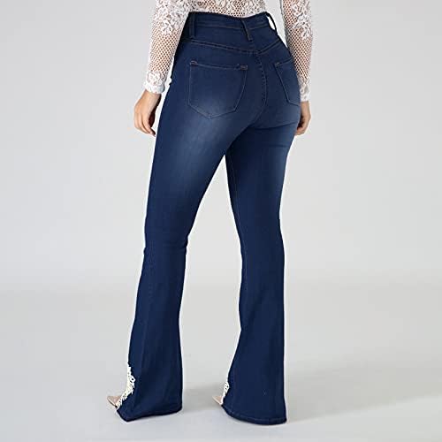 מכנסיים מכנסי ג'ינס דקים מכנסי חור מיקרו מותניים גבוהים להקת נשים ג'ינס מכנסיים כפתור ג'ינס מלחמה גבוהה במותניים ג'ין מכנסיים