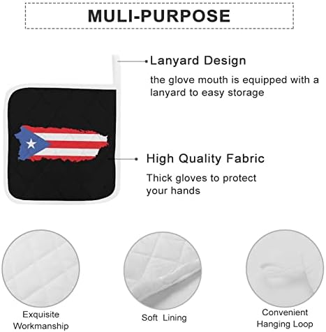 דגלי פוארטו ריקו מחזיקי סיר ריקניים 8x8 רפידות חמות עמידות בחום הגנה על שולחן העבודה למטבח בישול 2 חלקים