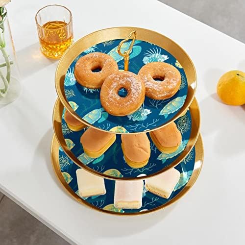 3 דוכן עוגות עוגות אוקיינוס ​​חיות אוקיינוס ​​שולחן קינוח מגשי הגשה לשכבות למסיבות