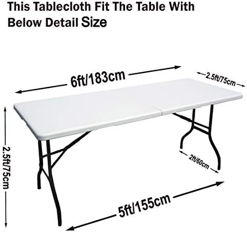 ABCCANOPY 6 מלבן 6 רגל מלבן שולחן שולחן שולחן שולחן לשולחן מלבני בפוליאסטר רחיץ נהדר לשולחן מזנון, מסיבות, יום הולדת,