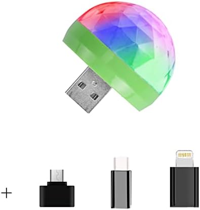 3pack USB מיני דיסקו אור, ליל כל הקדושים דיסקו אור דיסקו אור, אור מפלגת סטרוב קסום מופעל, אווירת מכונית LED רב -צבעונית