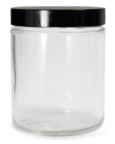 קורפק גלק-01595 זכוכית שקופה בקבוק עגול ישר צדדי עם 43-400 עיסת פנולית שחורה/מכסה מרופד ויניל, 43 ממ אוד על 43 ממ גובה, קיבולת
