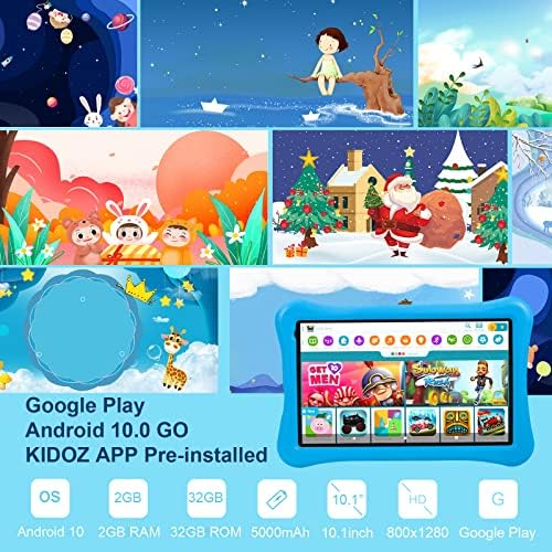 טאבלט לילדים, טאבלט 10.1 אינץ 'לילדים 2 ג'יגה -בייט זיכרון RAM 32GB ROM Android 10 Go Tablet פעוט עם Bluetooth,