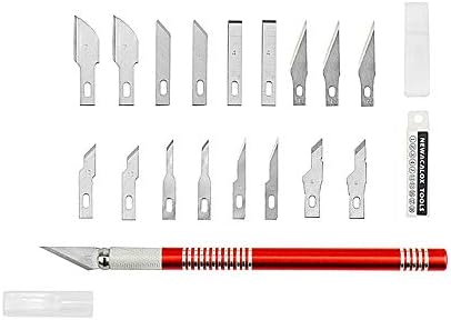 19 PCS סכין תחביב מדויק להבי נירוסטה להבי מלאכה לאמנויות PCB תיקון סרטי עור כלים עט רב -מטרה DIY, אדום