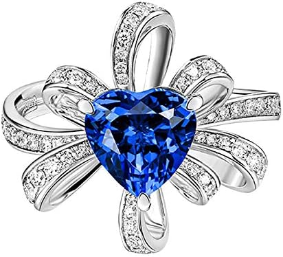 2023 חג חדש טבעת לנשים יהלום כחול כחול יצירתי אביזרי מתנה בצורת קשת טבעת טבעות שלו ושפל טבעת