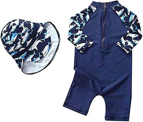 פעוטות תינוקות פעוטות בגד ים בגד ים אחד בגד ים רוכסן ילדים עם בגדי ים עם חליפת גלישה של שומר כובע UPF 50+